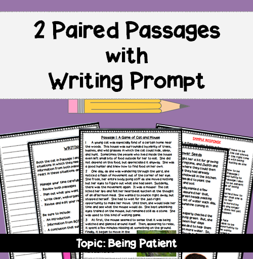 State Test Prep: Paired Passages with Writing Prompt - Topic: Being Patient