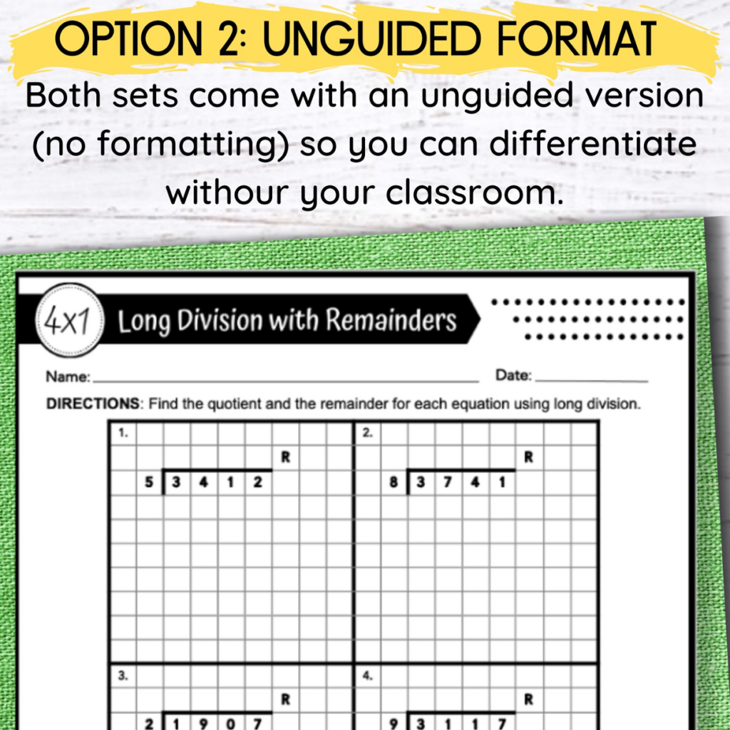 Long Division Worksheets 2 Digit by 1 Digit With and Without Remainders ...