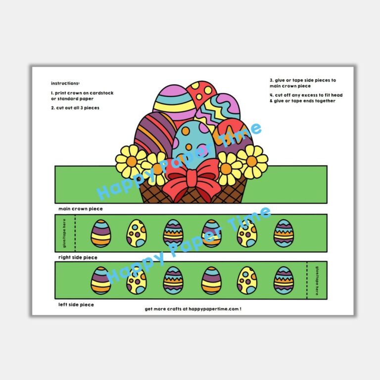 Easter Eggs Basket Paper Crown Headband Printable Easter Craft Activity ...