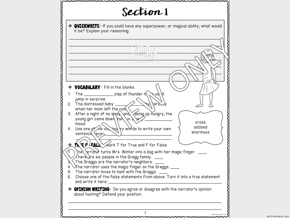 The Magic Finger Novel Study Unit - Made By Teachers