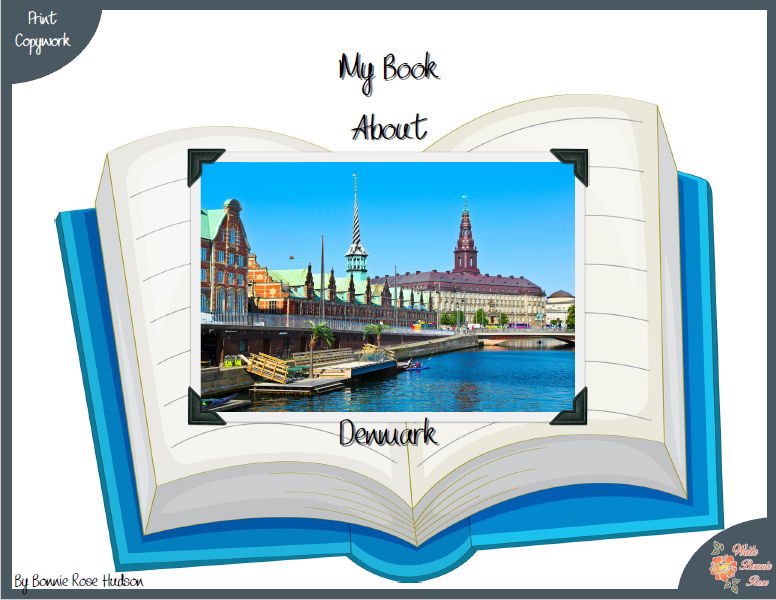 My Book About Denmark with Print Copywork Made By Teachers