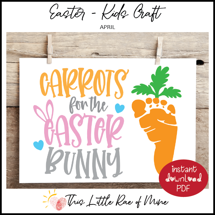 Carrots for the Easter Bunny - Footprint Art - Handprint - Keepsake - Printable