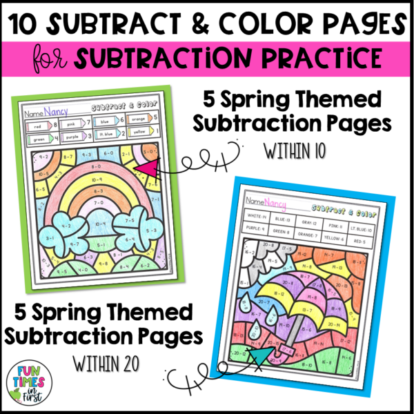 Spring Color by Number BUNDLE - Addition Subtraction & Mixed Facts ...