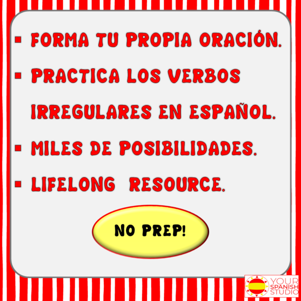 Spanish Present Simple no prep digital activity practice 35 Irregular ...