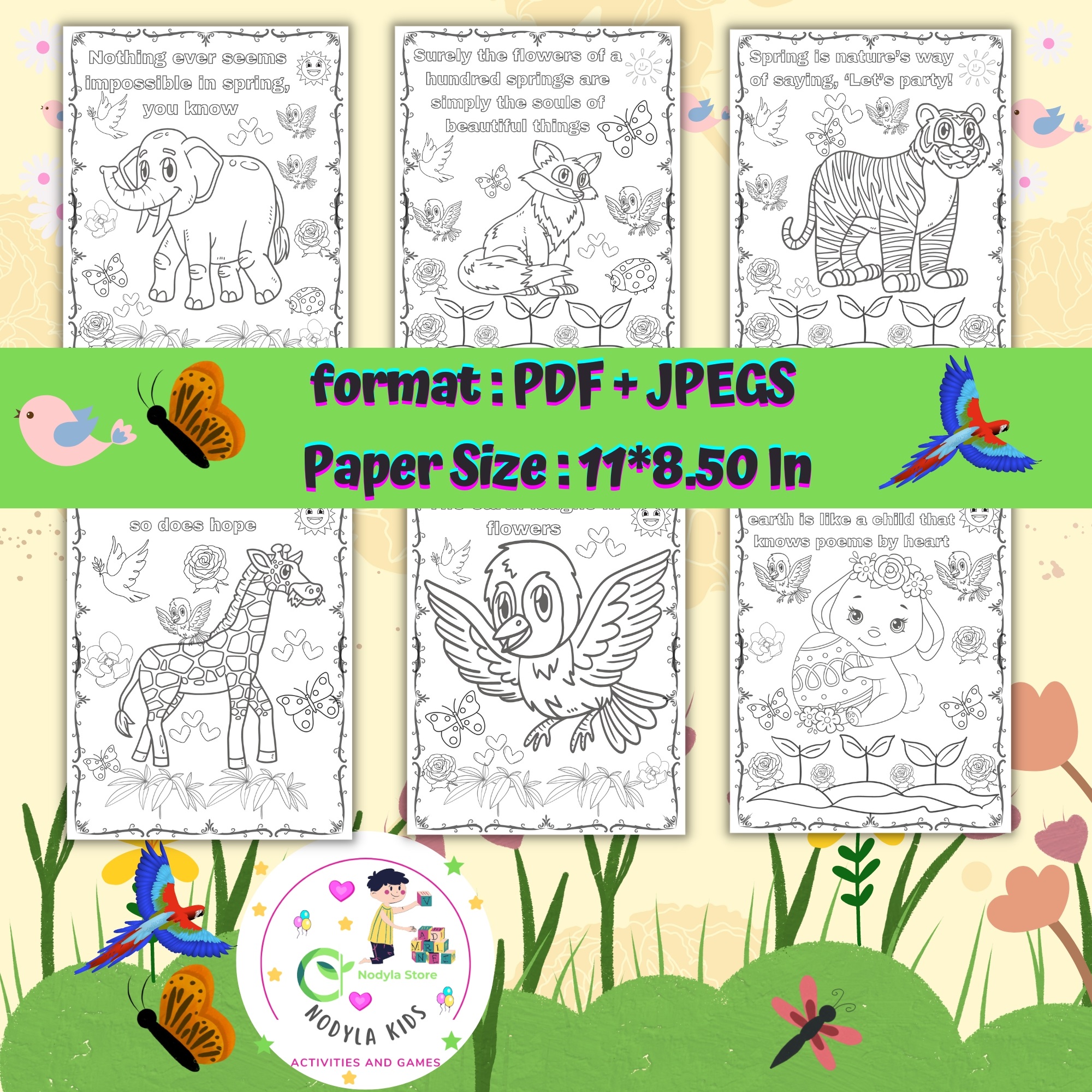 Printable Spring Coloring Book | Spring Activity | 25 Coloring Pages ...