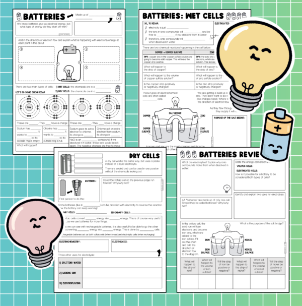 Batteries Notes and Practice (ions, electrolytes, voltaic cells) Made