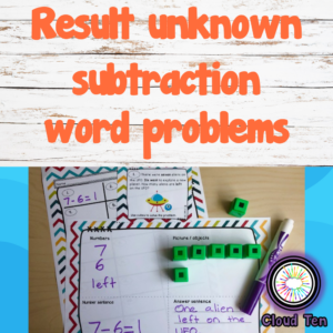 Result unknown subtraction word problem task cards