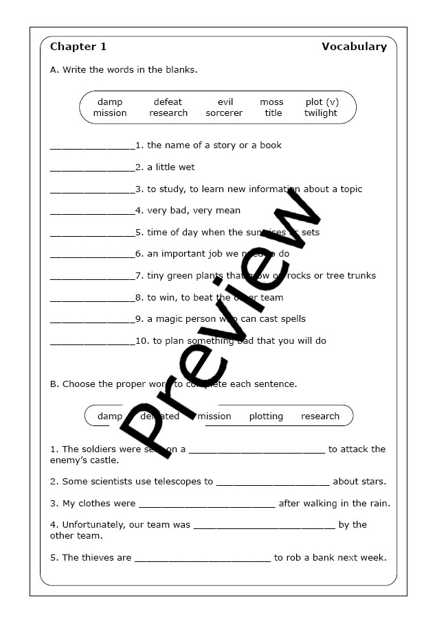Merlin Mission #7 "Night of the New Magicians" worksheets | Made By ...