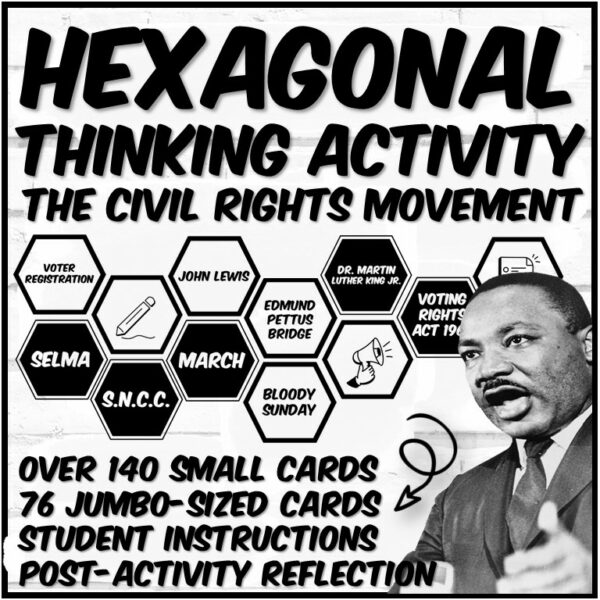 Civil Rights Hexagonal Thinking Activity & Writing Activity (Paper