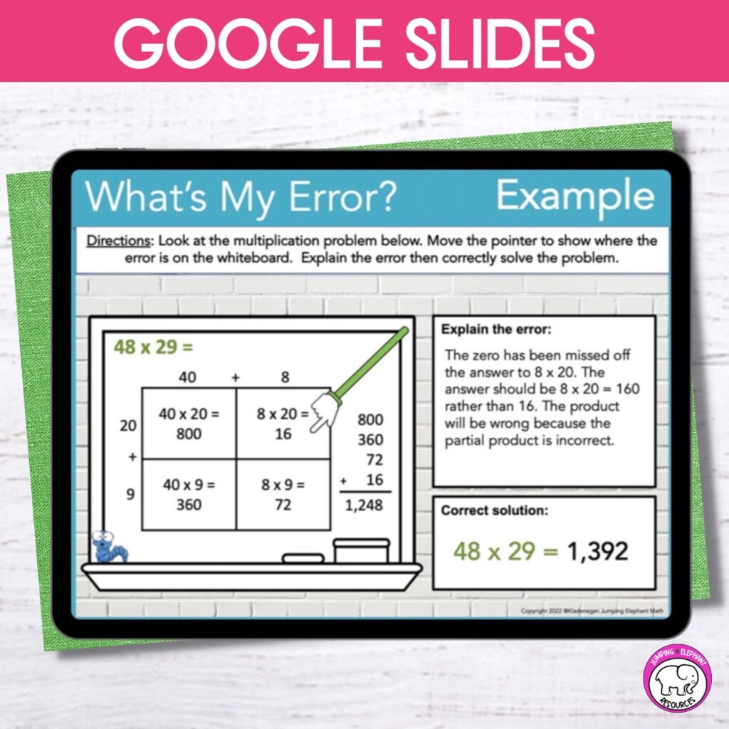 Error Analysis 2 Digit by 2 Digit Area Model Multiplication Google