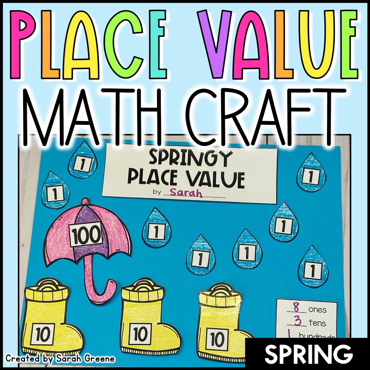 Spring place value math craft made by teachers