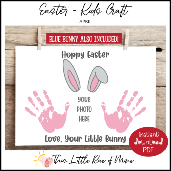 Hoppy Easter - Love your little bunny - handprint Art - photo Keepsake ...