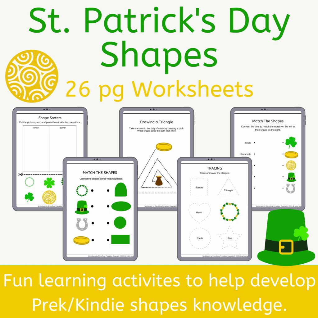 St. Patrick's Day Themed Shapes Worksheets for PreK-Kindie Morning Work ...