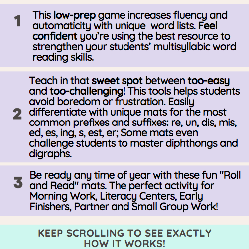 Multisyllabic word lists prefix and suffix games fluency mats made