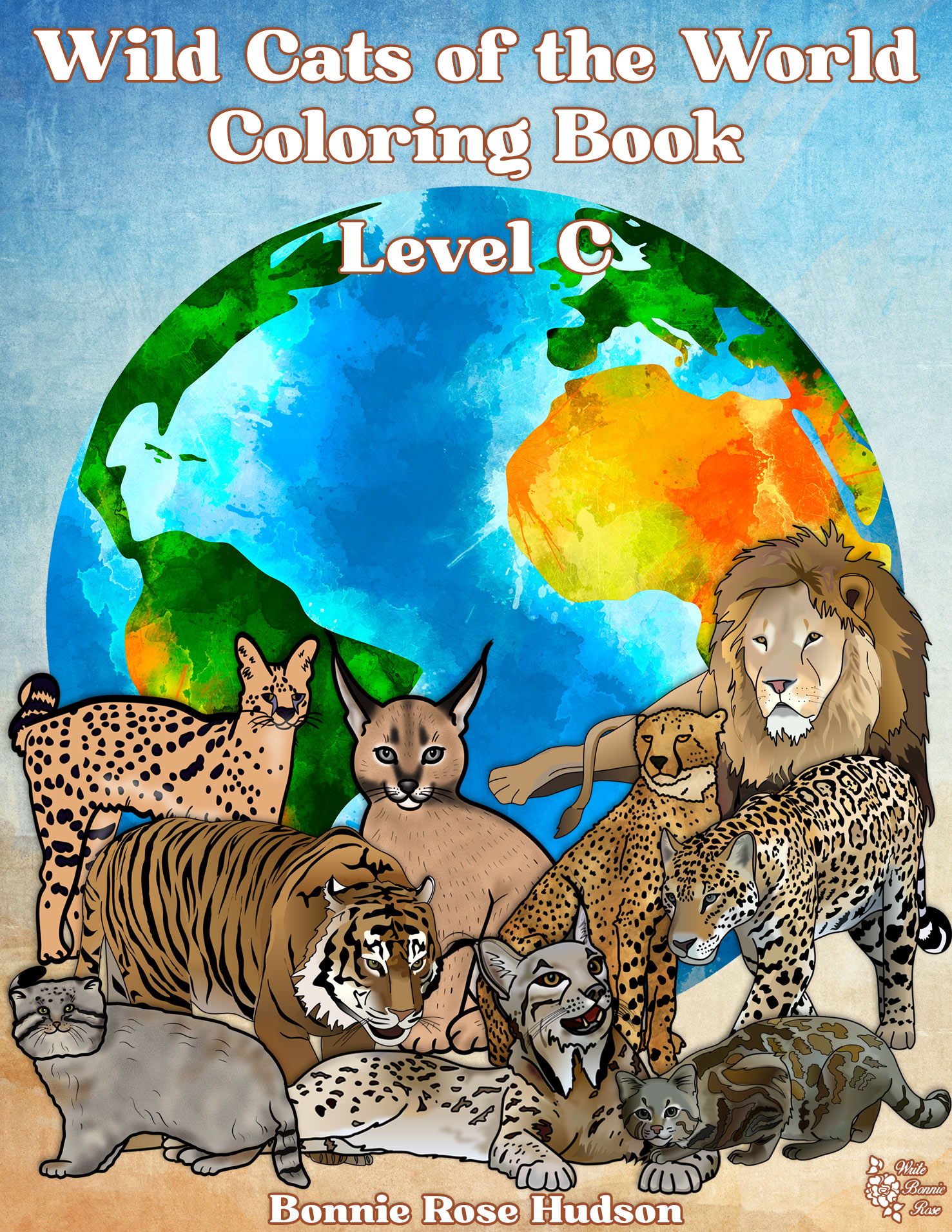 Wild Cats of the World Coloring Book, Level C