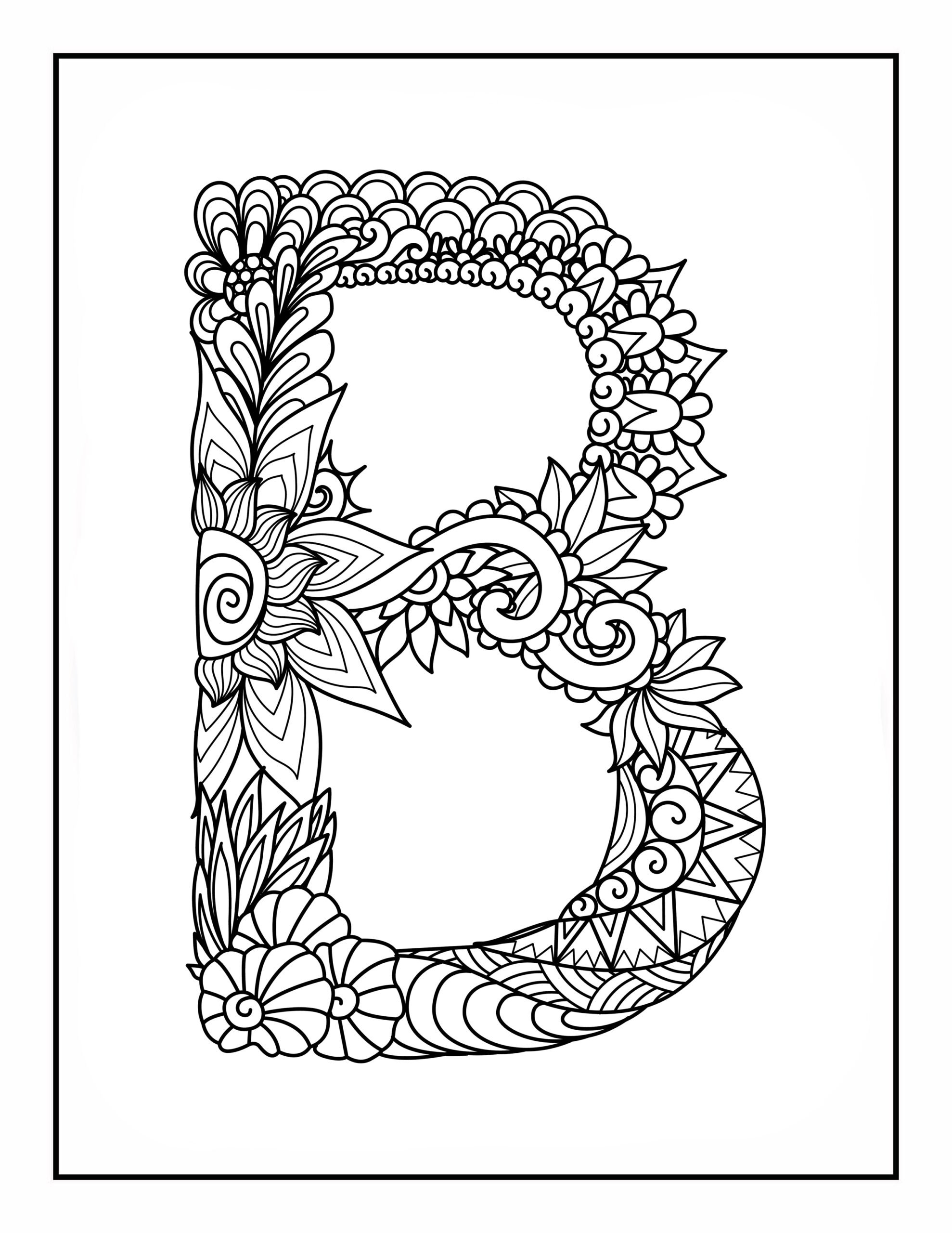 A Z Alphabets Letters Doodling Coloring Pages Mandala Patterns 