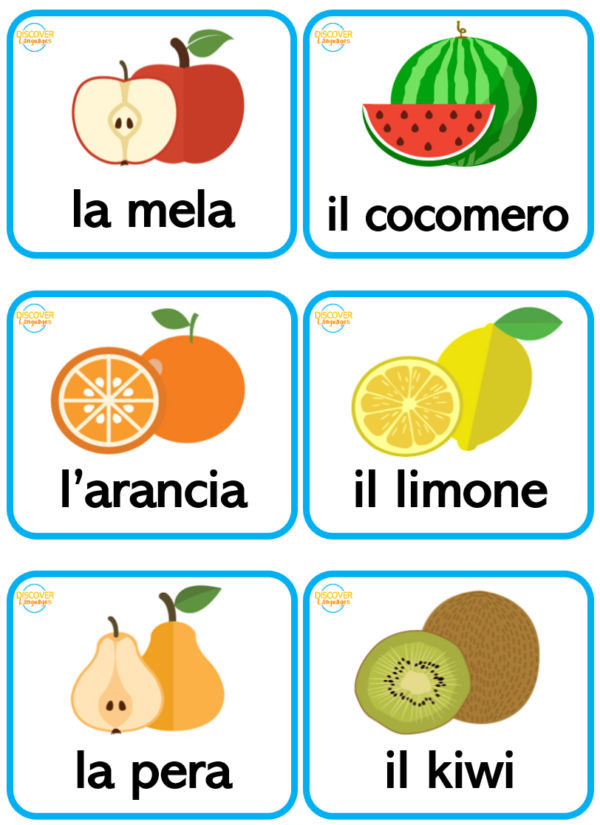 Beginner Italian Flashcards Fruit / Frutta Made By Teachers