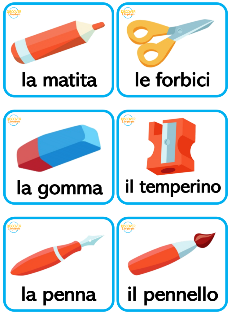 Beginner Italian Flashcards - Stationery &amp; Classroom Objects | Made By ...