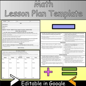 First Grade Math Lesson Plan Template