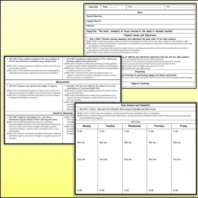 First Grade Math Lesson Plan Template - Made By Teachers