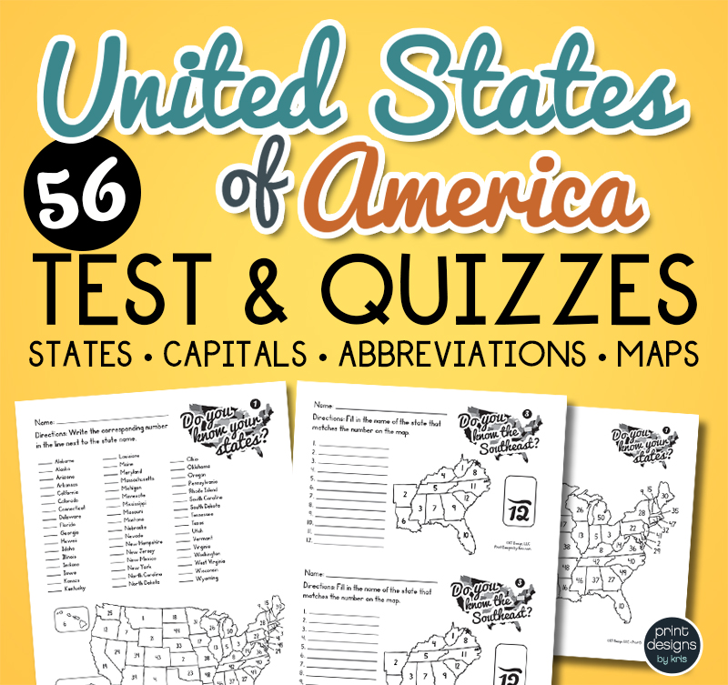 United States Tests and Quizzes of Capitals, Abbreviations and More Made By Teachers