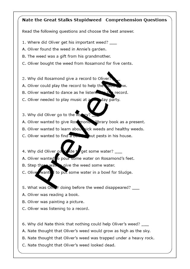  nate the great stalks stupidweed worksheets made by teachers