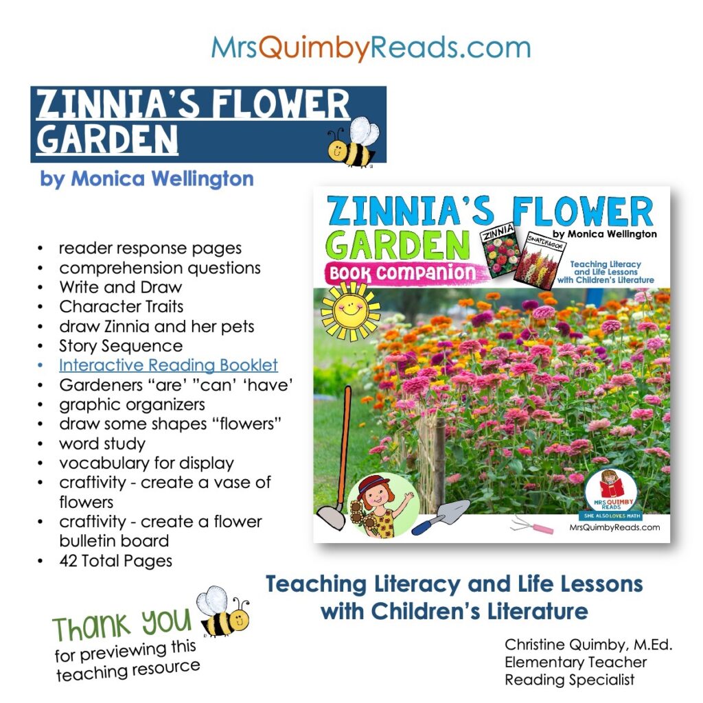 Zinnia's Flower Garden Book Companion Reader Response Pages Art Craftivity Made By Teachers