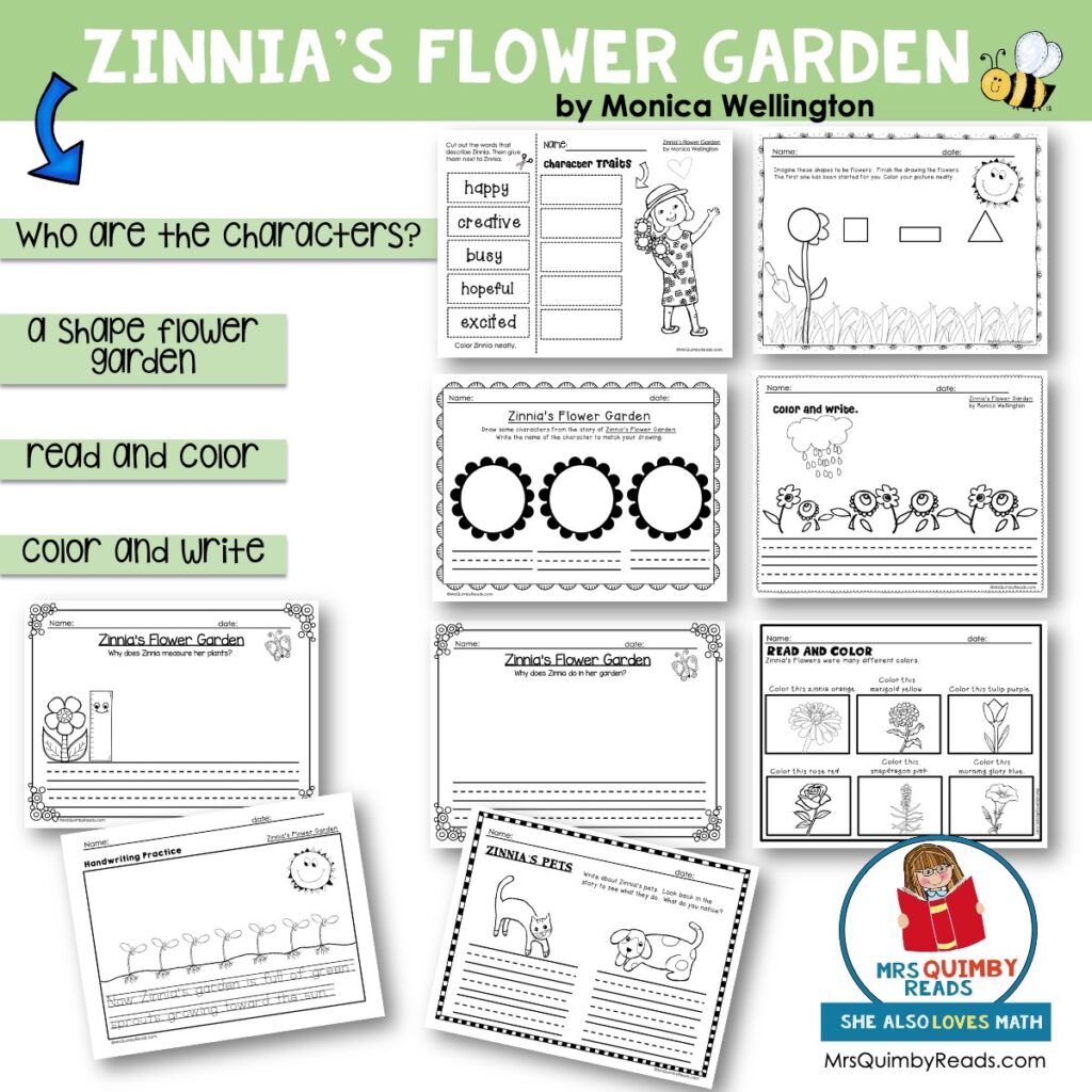 Zinnia's Flower Garden Book Companion Reader Response Pages Art