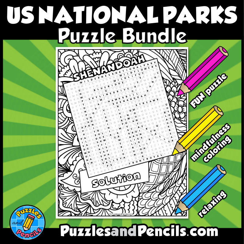 US National Parks Word Search Puzzle BUNDLE (part 2) | 10 National Park ...
