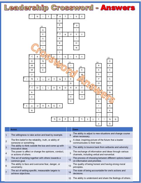 Leadership Crossword Puzzle Digital And Print With Answers Lupon gov ph