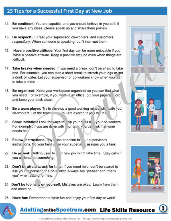 25 Tips for a Successful First Day at Work SPED Independent Living ...