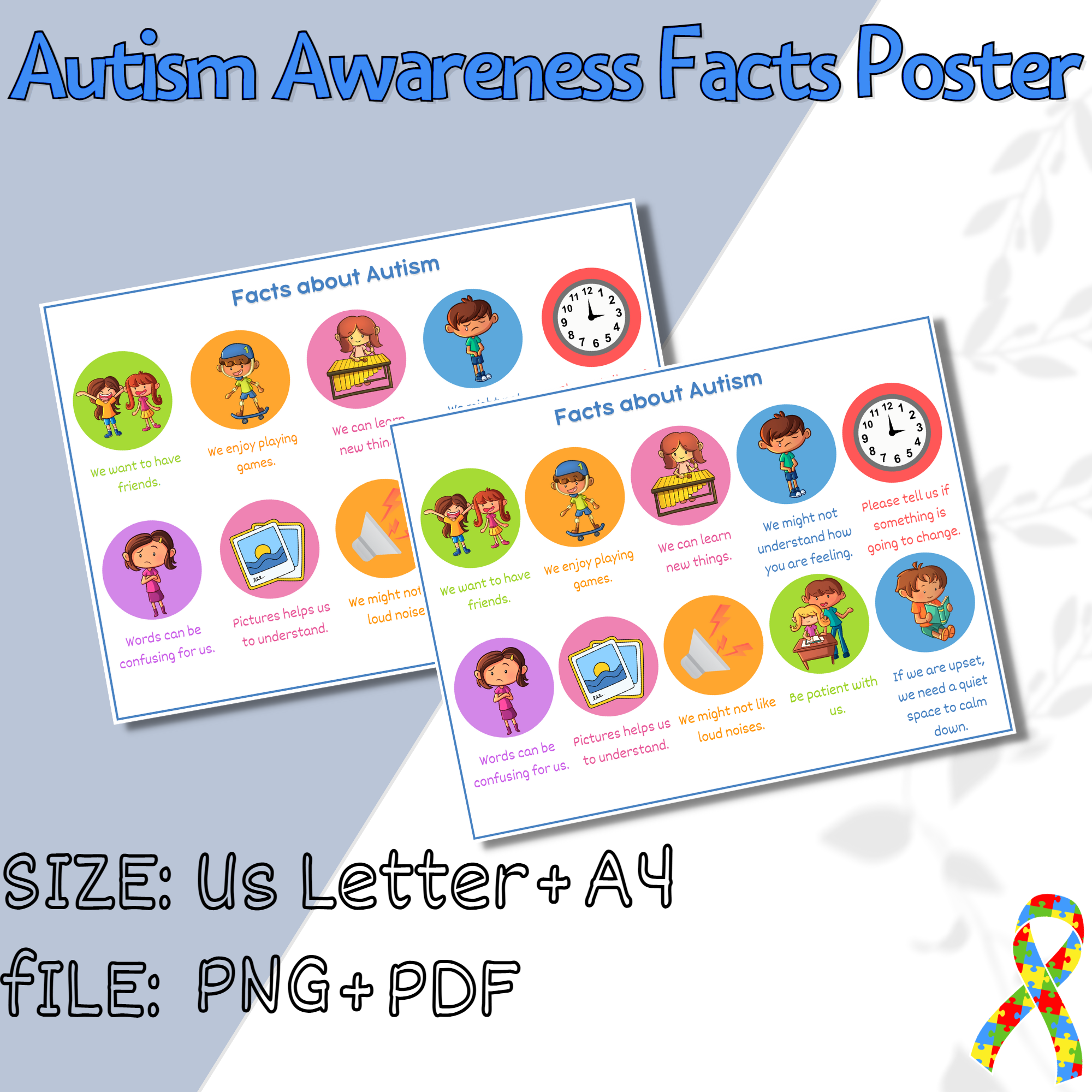 Facts About Autism Awareness For Kids Autism Facts Poster Neurodiversity Spectrum Disorder Facts About Autism Awareness For Kids Autism Facts Poster Neurodiversity Spectrum Disorder