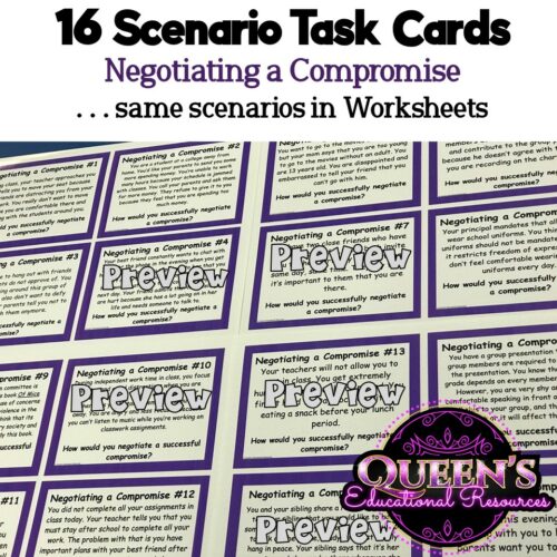 Negotiating a Compromise Scenario Task Cards and Worksheets | Made By ...