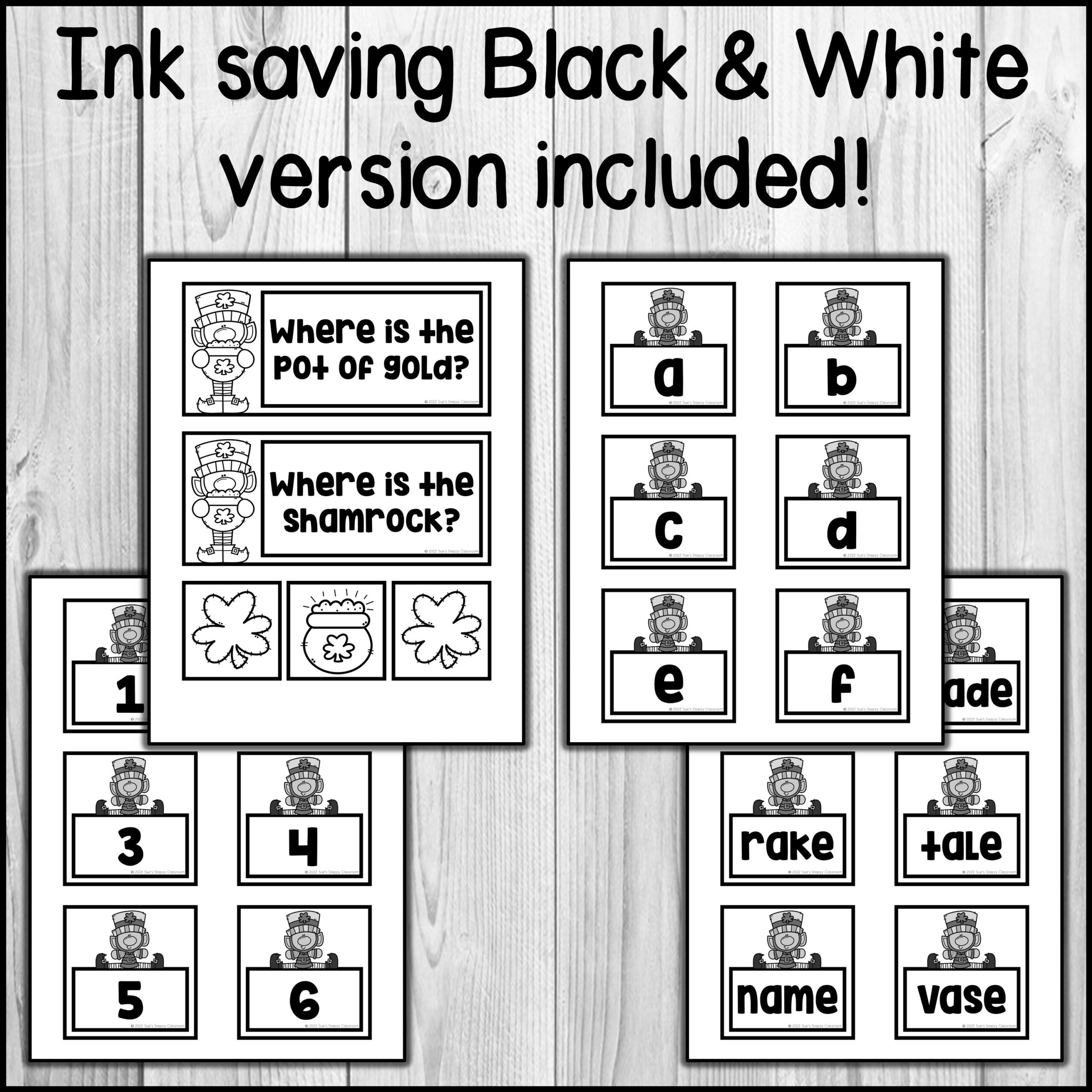 Pot of Gold Hide & Find Pocket Chart Game Numbers, Letters & CVCe