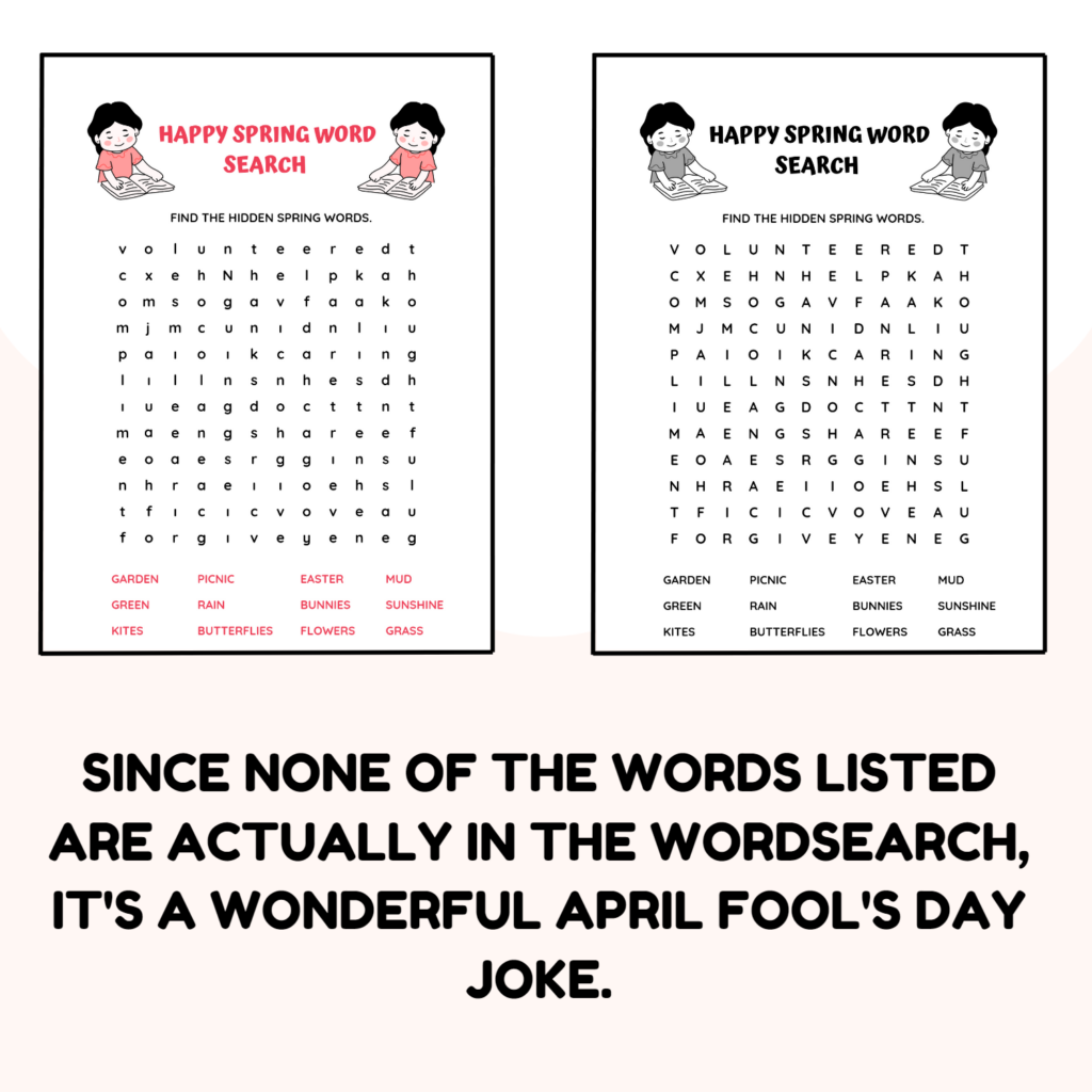 April Fools Word Search Fool Your Students With Fake Word Search On 