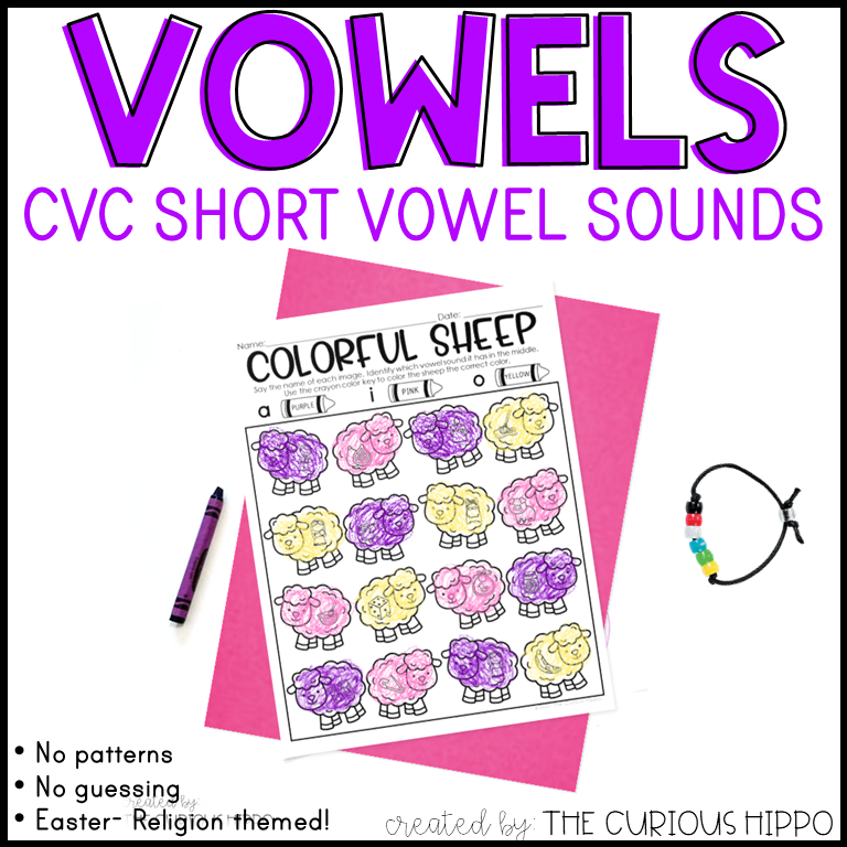 CVC short vowel practice - Easter Religious Freebie