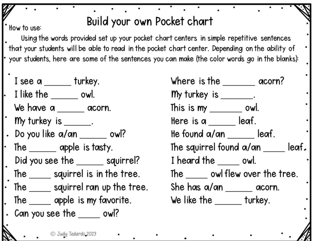 Build Your Own Pocket Chart Sentences {Fall Theme} Made By Teachers