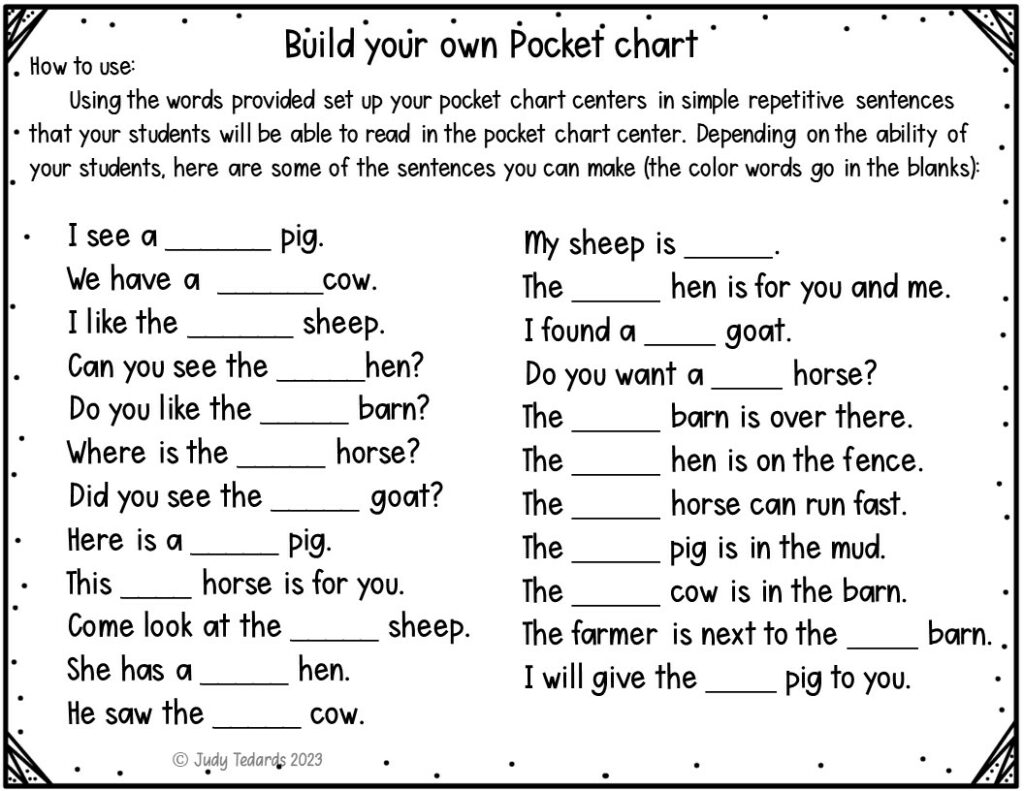 Build Your Own Pocket Chart Sentences {Farm Theme} Made By Teachers