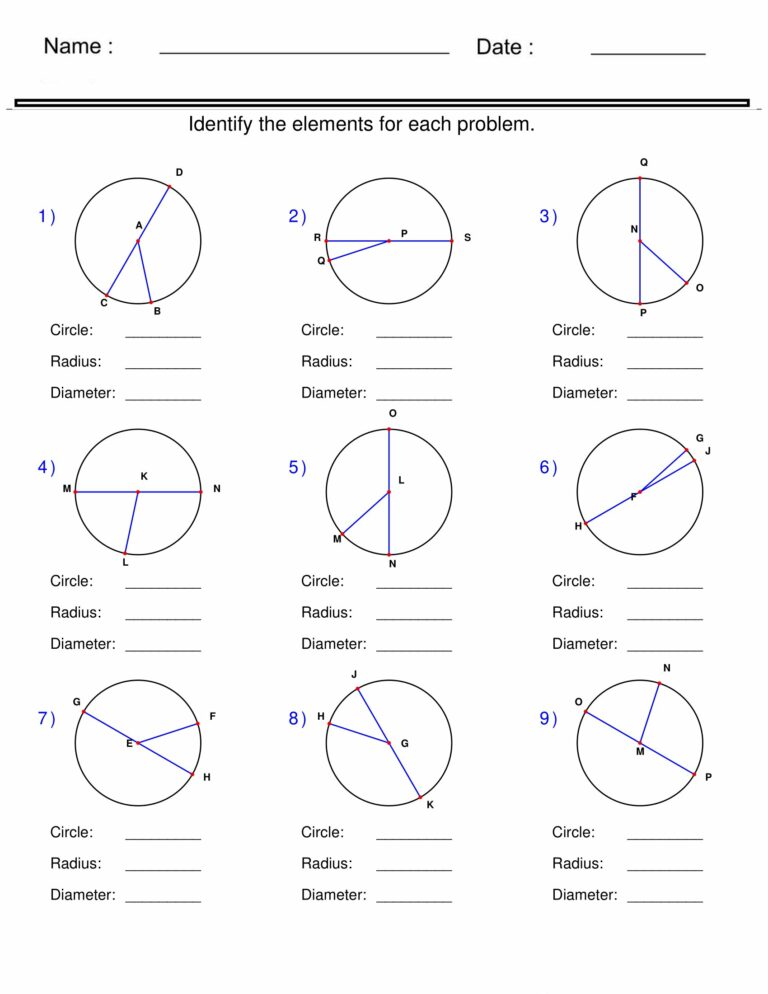 Identify Circle, Radius, and Diameter - Circle Worksheets - Made By ...