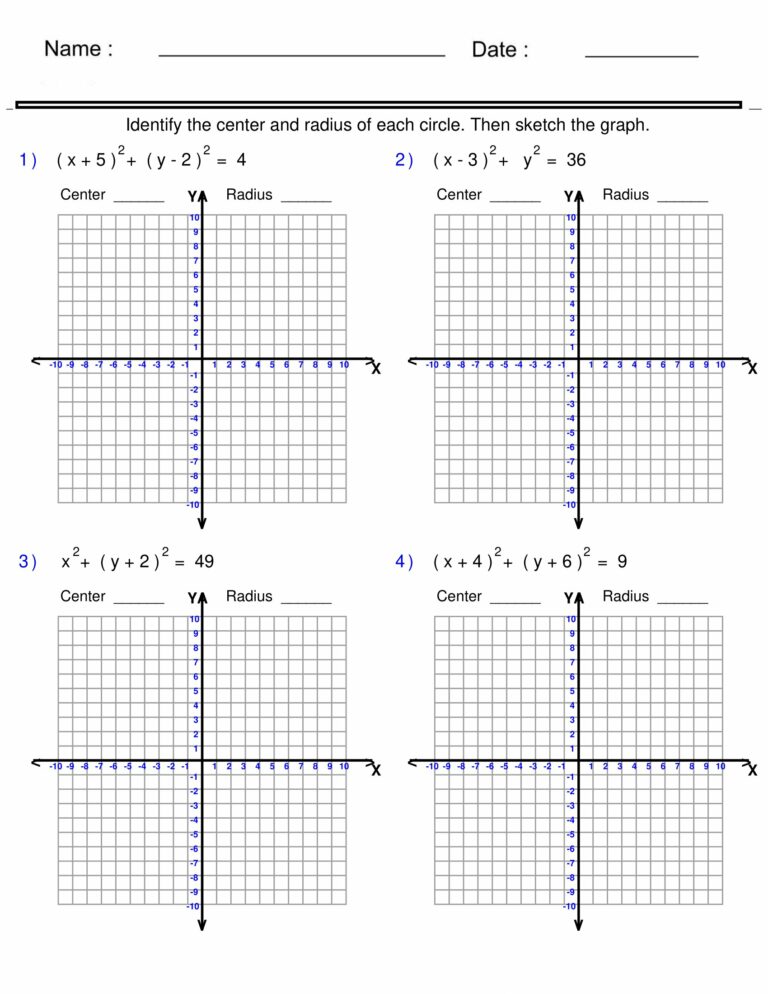 Graphing Equation of a Circle - Circle Worksheets - Made By Teachers