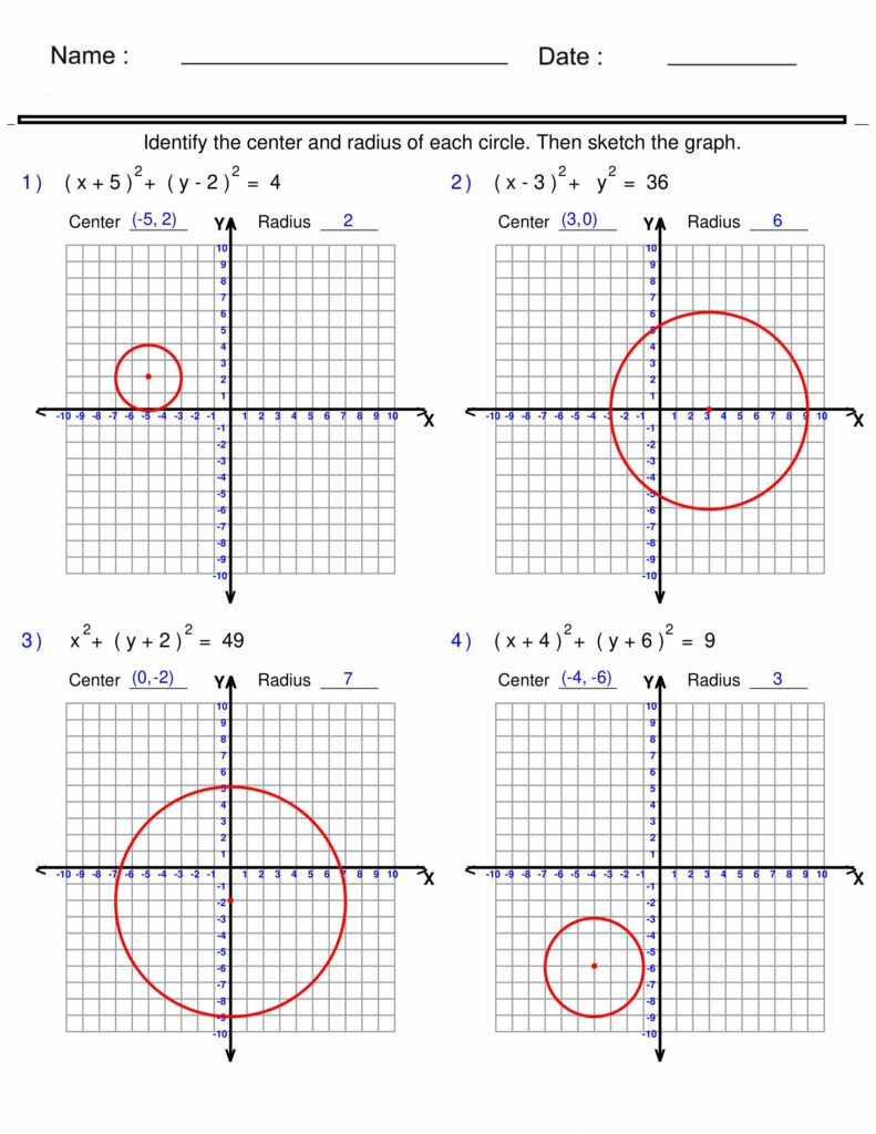 Graphing Equation of a Circle - Circle Worksheets | Made By Teachers
