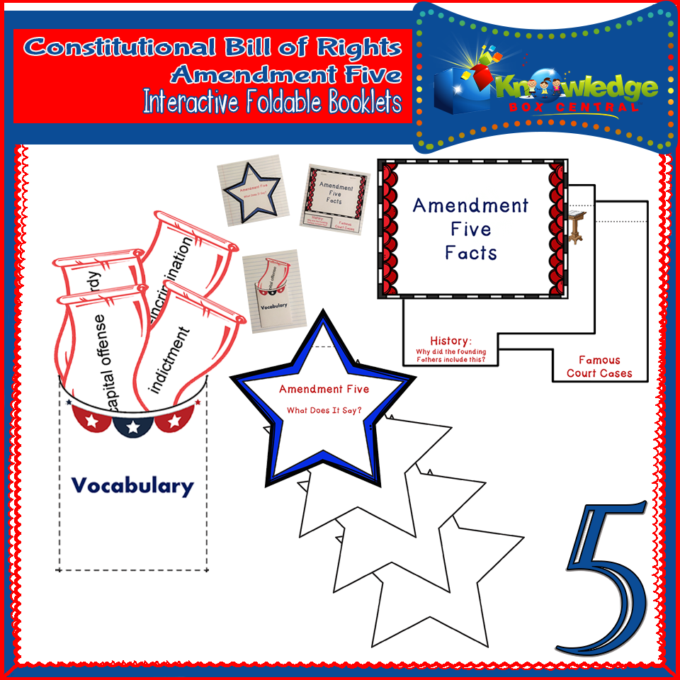 Constitutional Bill of Rights: Amendment Five Interactive Foldable Booklets