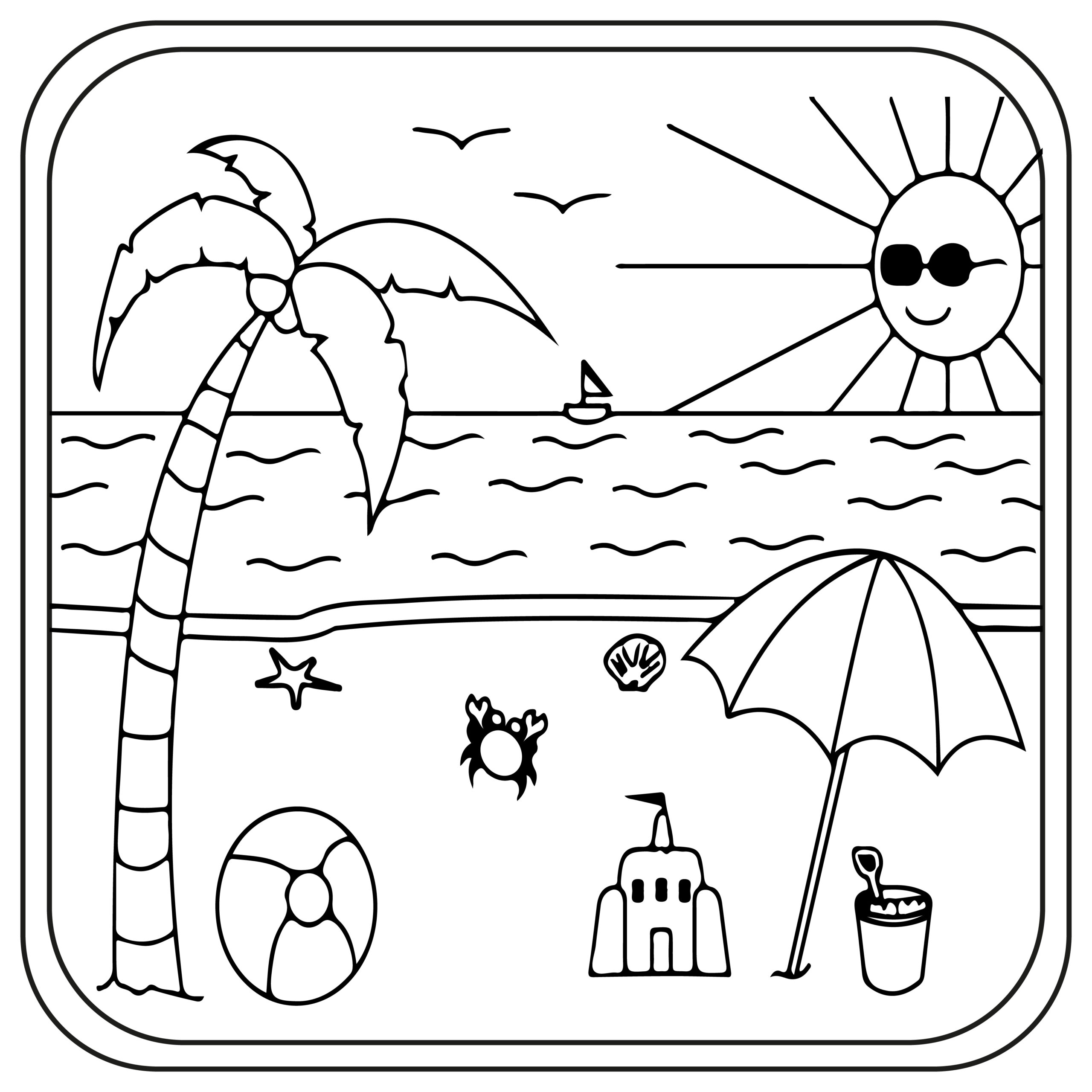 Beach Coloring Pages Printable Art And Words Beach Coloring Pages Printable Art And Words
