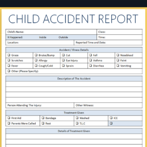 Child Accident Report Form | Made By Teachers