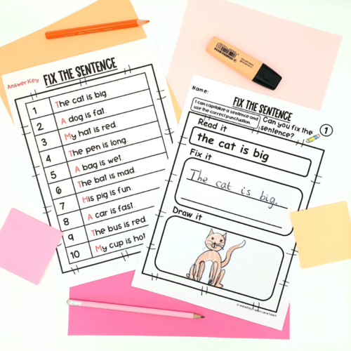 Writing Sentences Fix the Sentence Worksheets Kindergarten 1st Grade ...