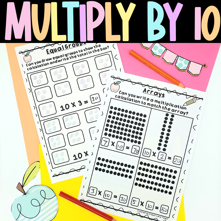 Multiplication Multiply by 10 Arrays, equal groups, counting in 10s 1st ...