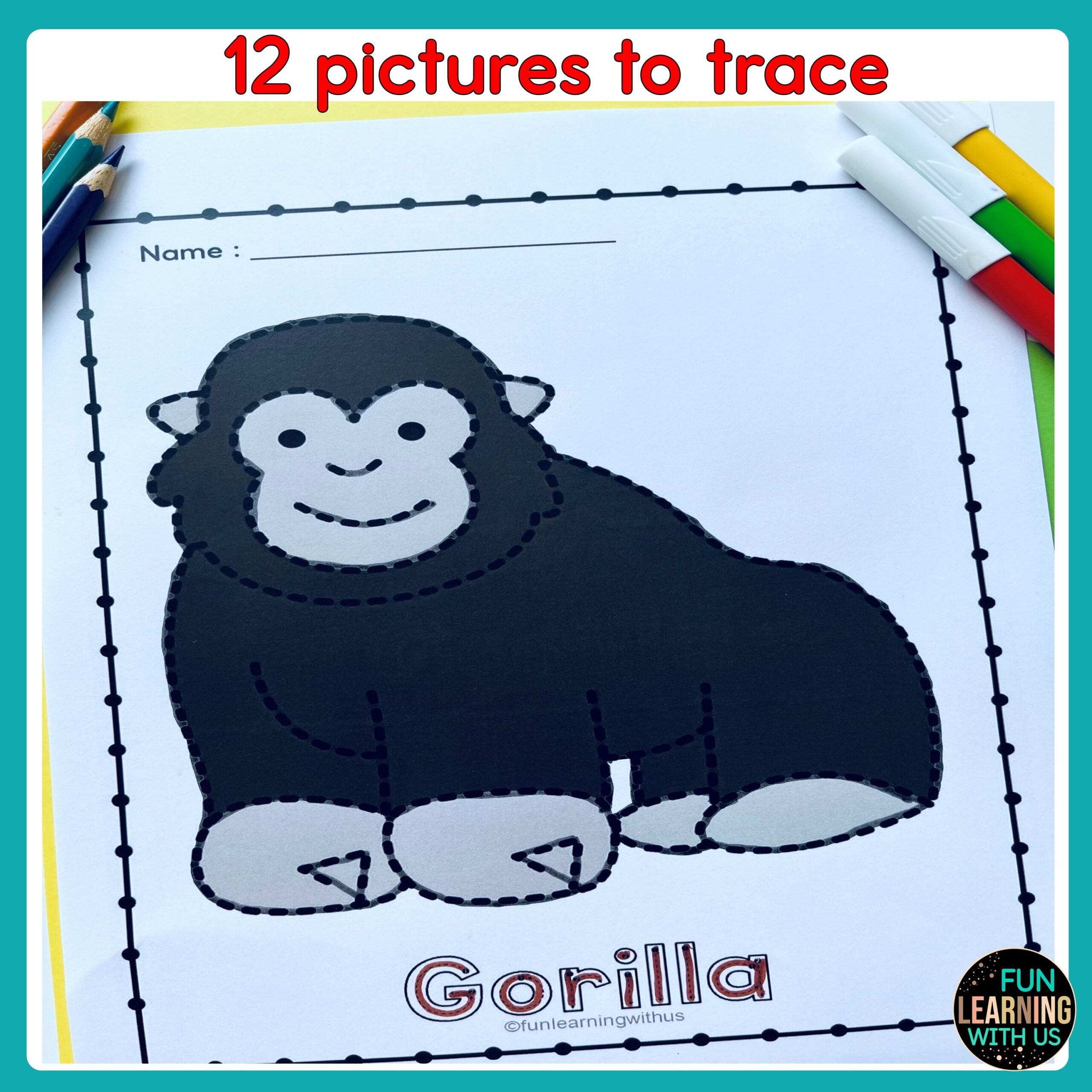 Jungle Animals Picture Tracing & Coloring Fine Motor Worksheets Made