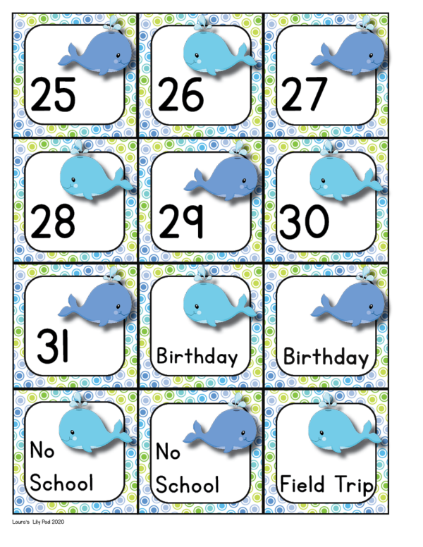 Whales Calendar Set Made By Teachers