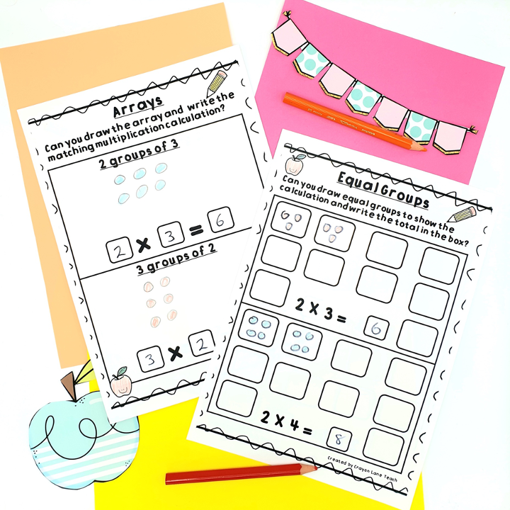 Multiplication Multiply By 2 Worksheets Arrays Equal Groups 1st Grade