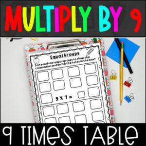 Multiplication Multiply by 9 Arrays, Equal Groups & Word Problems
